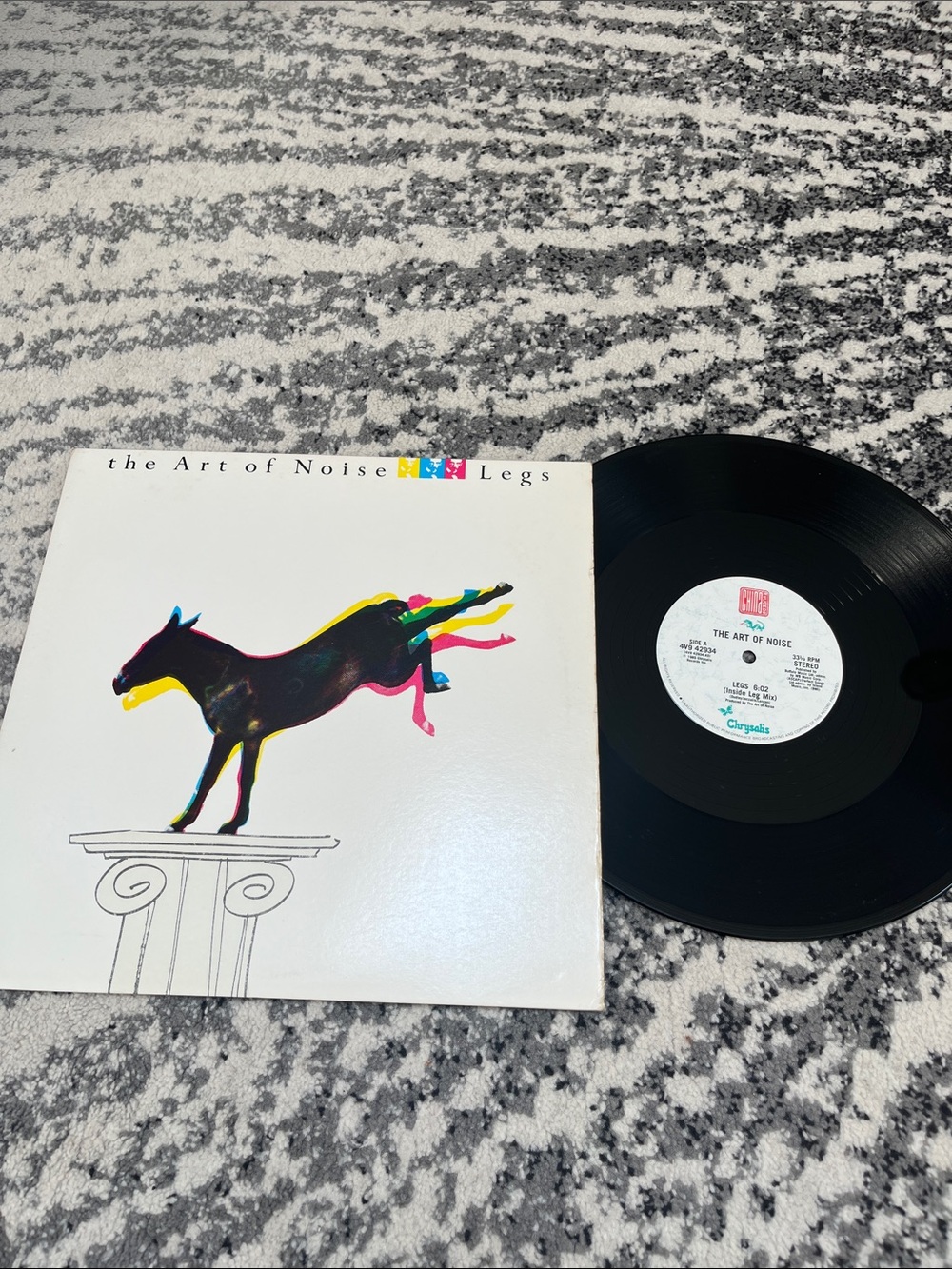 'Legs' Vinyl Record - White Cover with Multicolor Horse Art